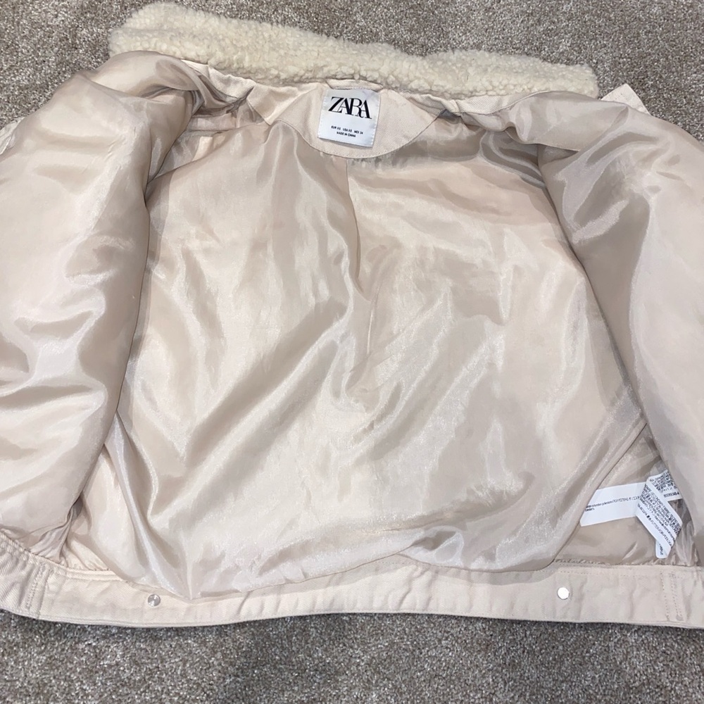 Zara Sherpa Jacket Size XS Cream Off White - Picture 4 of 7